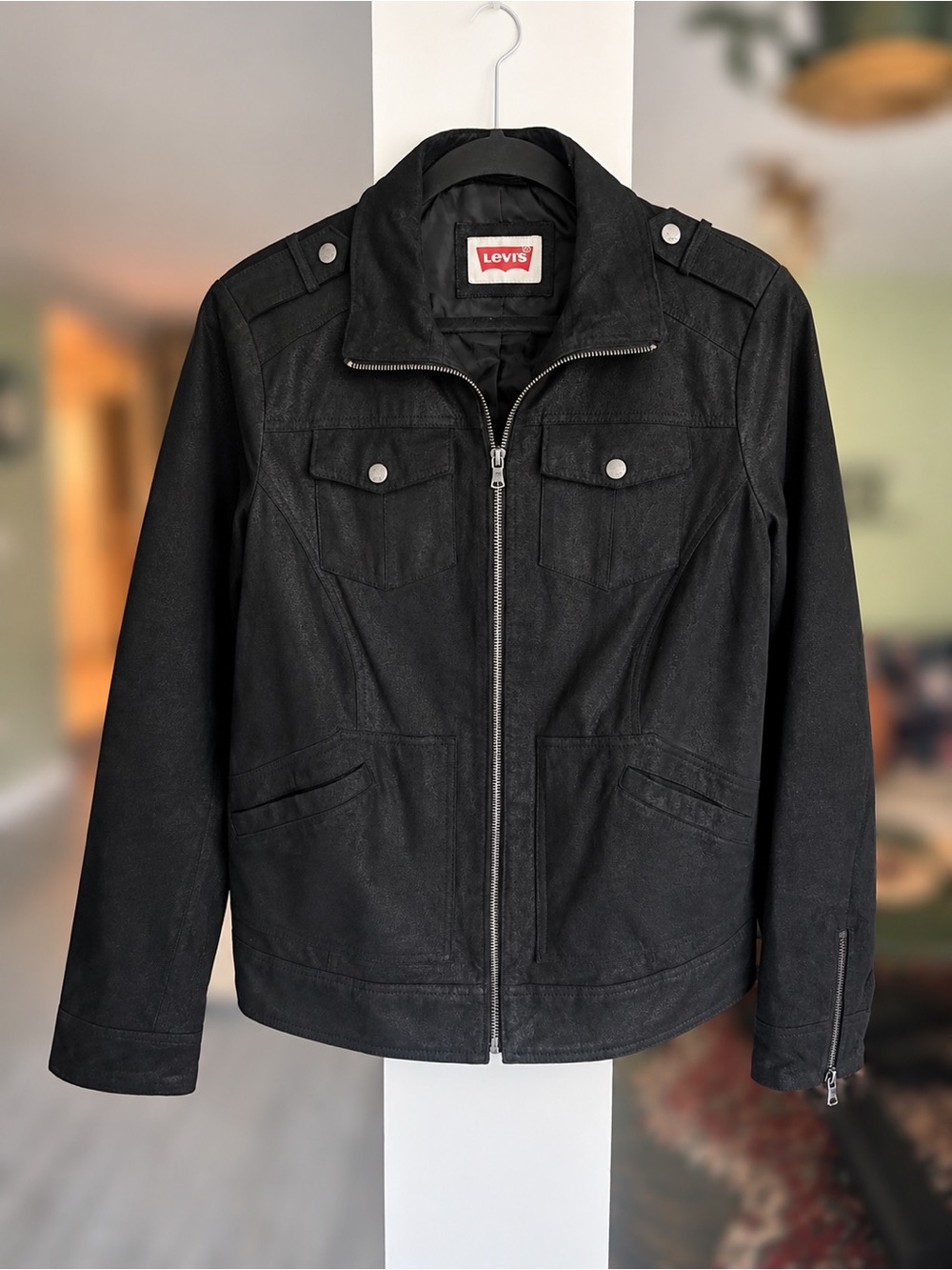 Levi’s Women’s 1X Black Genuine Leather Moto Utility Jacket NWOT